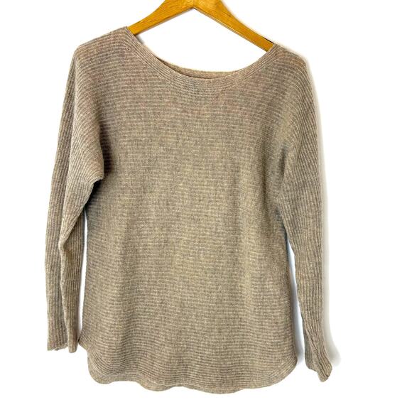 Vince - Light Brown Cashmere Loose Knit Boat Neck Lightweight Sweater - M - Picture 1 of 10